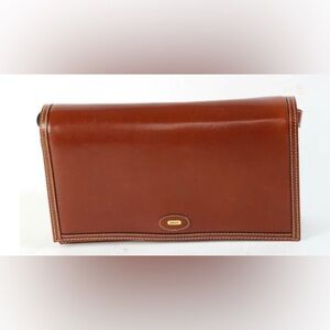 VINTAGE BALLY BROWN LEATHER FLAP SHOULDER BAG